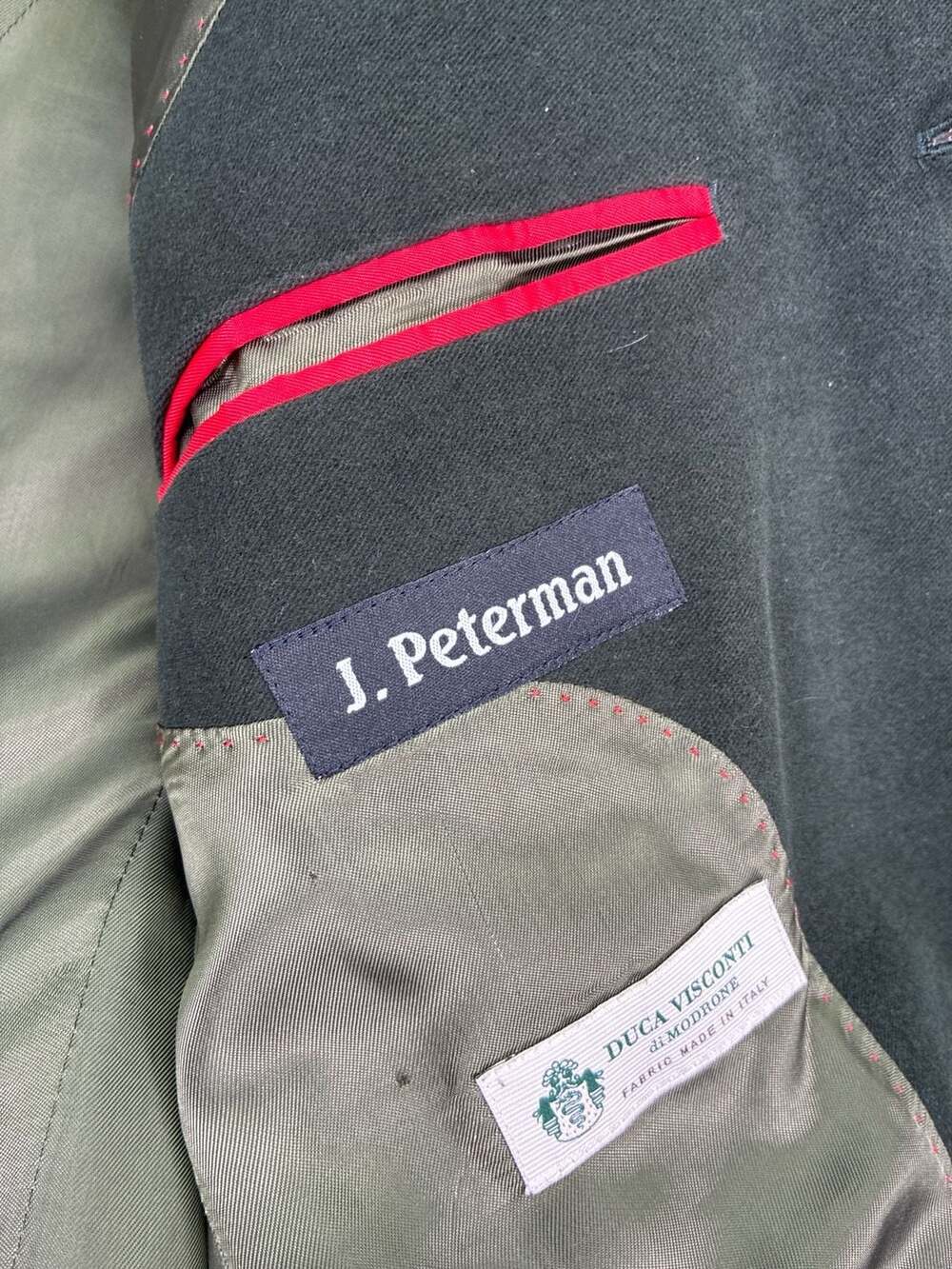 J. Peterman Duca Visconti Moleskin Sport Coat Blazer Green Size 36 - Picture 7 of 15
